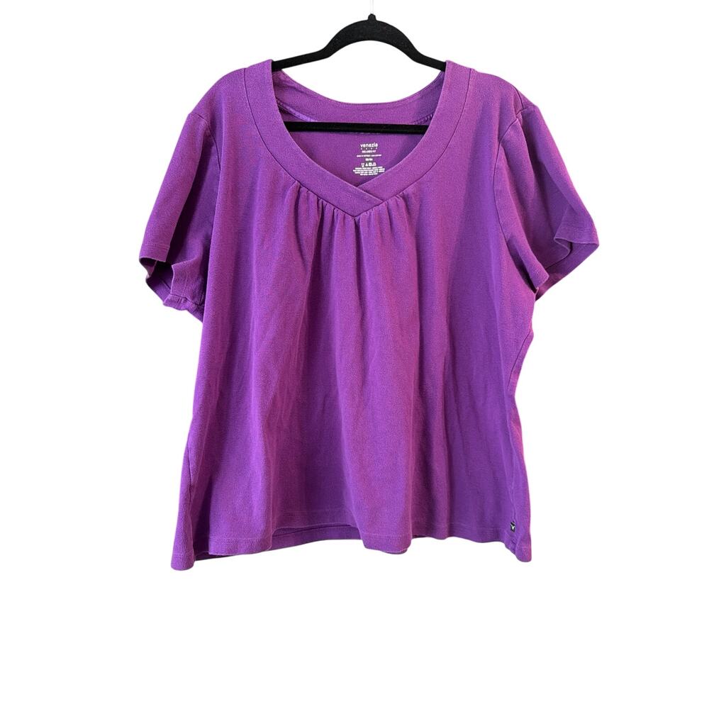 Venezia Women's Plus Size Purple Short Sleeve Top Blouse Size 22/24 3X